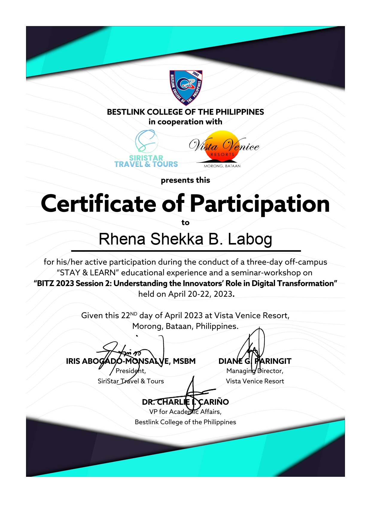 Portrait Certificate