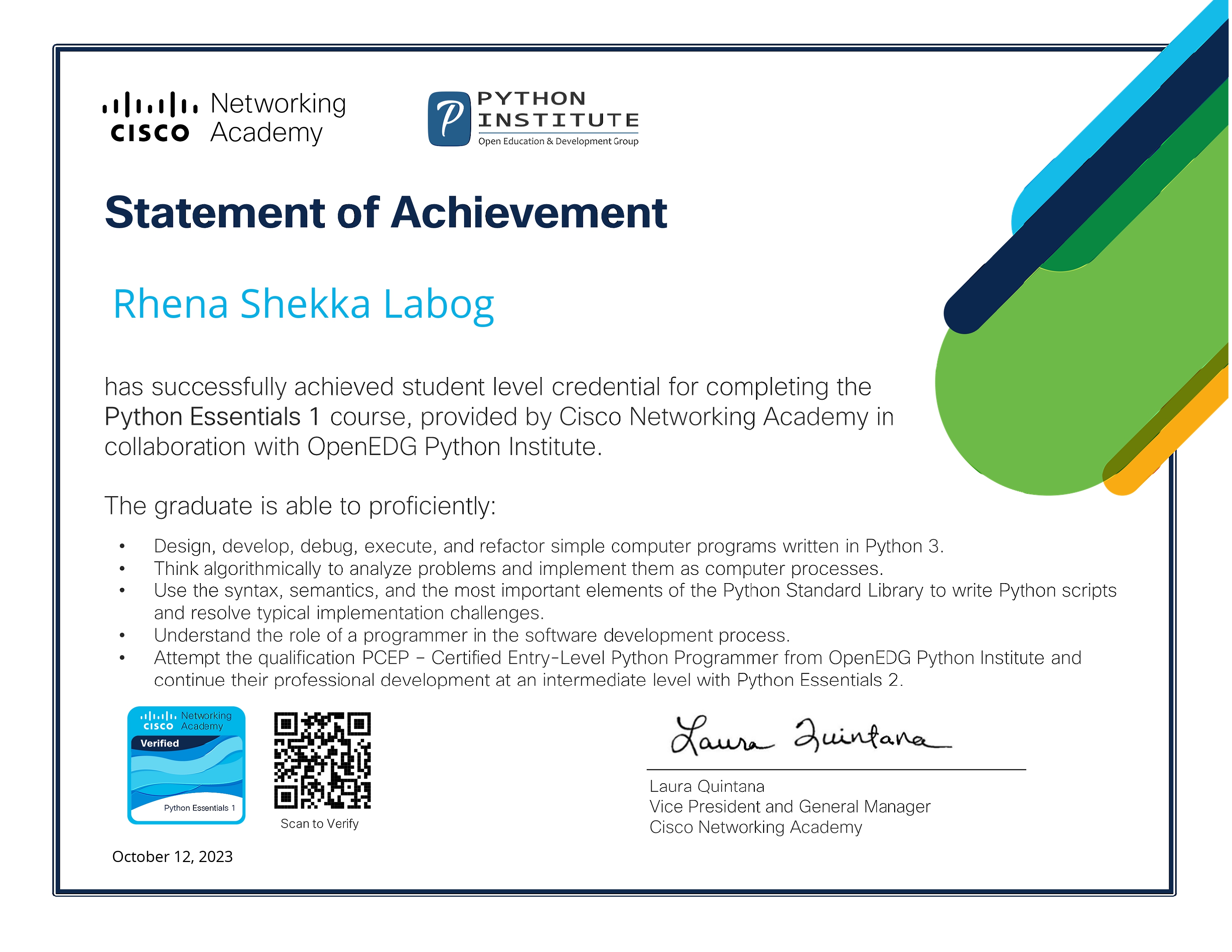 Landscape Certificate